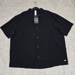 Fabletics Shirt mens 3XL Lightweight black Button Up S/S The Cabana Stretch NEW